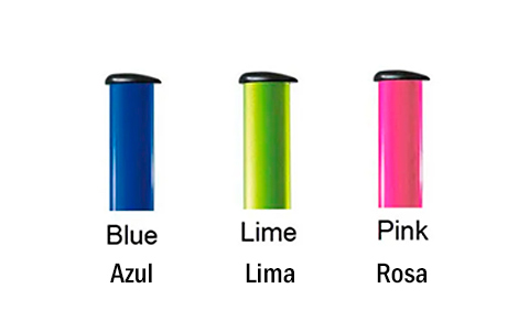 Os fabricantes de automóveis acreditam nos benefícios de longo prazo da pintura a pó curada no forno. Nós também. Projetadas para resistir ao vento e ao clima, nossas cores também atendem às normas de segurança de brinquedos dos EUA e da Europa. O nosso Mobile Stander está disponível em 3 cores: azul, limão e rosa. Este slide mostra um equipamento azul; deslize ou clique nas setas para ver as outras cores.